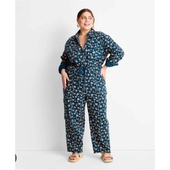 Future Collective Jenny K Lopez Womens Long Sleeve Boilersuit Jumpsuit Floral 26 - Picture 1 of 11